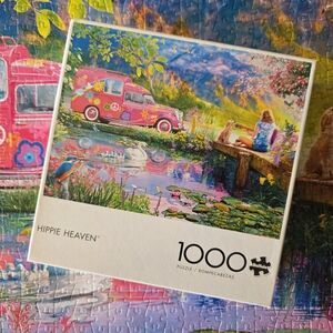 Hippie Heaven 1000-Piece Jigsaw Puzzle - Vibrant Floral Scene